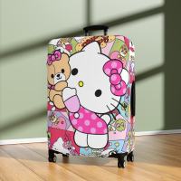 ปลอกกระเป๋าถือเดินทาง Hello Kitty Sanrio ผ้าคลุมกระเป๋าเดินทางผ้ายืดสุดๆ + ผ้าสแปนเด็กซ์ซักได้-อุปกรณ์เสริมการเดินทาง