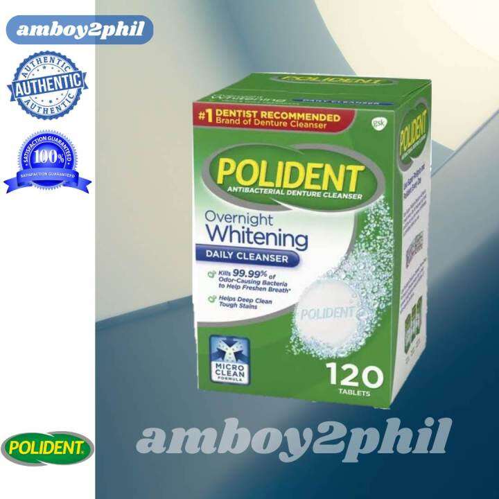 POLIDENT OVERNIGHT WHITENING ANTIBACTERIAL DENTURE CLEANSER 120 TABLETS