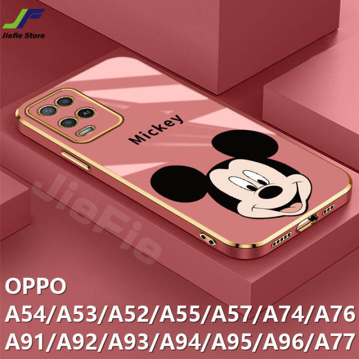 jiefie-เคสโทรศัพท์-oppo-a54-a57-a52-a53-a55-a74-a76-a77-a77s-a91-a92-a93-a94-a95-a96-มิกกี้น่ารักเมาส์ชุบโครเมียมฝาครอบโทรศัพท์มีขอบ