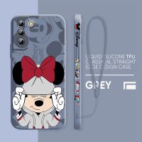 Disney Mickey Minnie Mouse Phone Case For Samsung Galaxy S23 S22 S21 S20 Pro FE Note 20 Plus Ultra Liquid Left Rope Cover