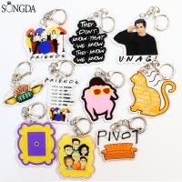 SONGDA Friends TV Show Cartoon Acrylic Keychain Double Sided Monica Door Frame Key Chain Cute Friendship Gift Decorations