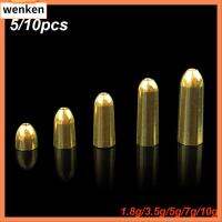 WENKEN 5/10pcs คุณภาพสูง น้ำหนักเพิ่มเติม คมชัด Line Sinkers ทองเหลือง ขั้วต่อตะขอ ตะกั่วตกปลาทองแดงตก Sinker