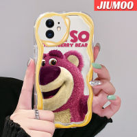 เคส JIUMOO สำหรับ iPhone 11 Pro 11 Pro Max เคสลายการ์ตูนหมี Lotso ขอบคลื่นเนื้อครีมเคสโทรศัพท์โปร่งใสกันกระแทกปลอกซิลิโคนหลากสีป้องกันเลนส์กล้องเคสนิ่มใส