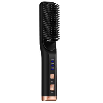 1Set Straight Hair Comb Hair Straightener Curling Straight Hair Brush USB Charge 2 In1 Multifunctional Black