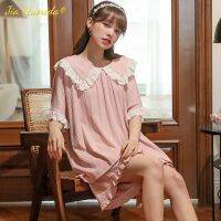 New Fashion Summer Blue Square Collar Shorts Knitted Cotton Kawaii Leisure Sleepwear for Women Elegance Two Piece Set Pajamas