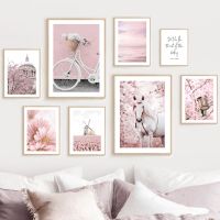 Wall Art Canvas Painting Pink Paris Orchid Peony Horse Windmill Quotes Nordic Posters And Prints Wall Pictures For Living Room