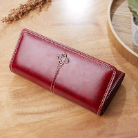 2021 New Womens Wallet Wax Oil Skin Wallet Money Bag Ladys purse Leather Bag Wallet Card Holder Portable carteira feminina