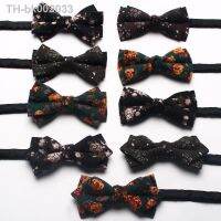 □❒ Double layer floral cotton bow tie for men and women dark collection business fashion wedding bow tie