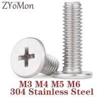 ☁✚❅ 5-50pcs M3 M4 M5 M6 304 Stainless Steel Micro Mini CM Cross Phillips Ultra Thin Super Low Flat Head Screw Bolt 3mm -50mm Length