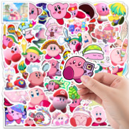 Set 50 hình dán Sticker Kirby cute chống nước dán mũ bảo hiểm laptop xe máy