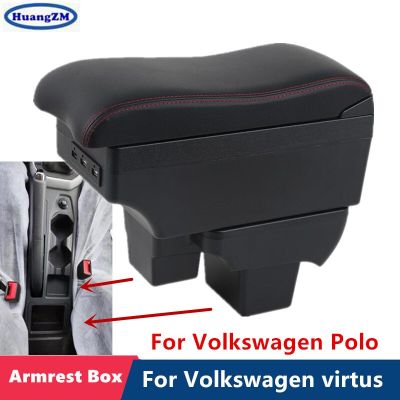 สำหรับ Volkswagen Virtus ที่วางแขนสำหรับ Volkswagen Polo ที่เท้าแขนในรถดัดแปลงโดยเฉพาะกล่องเก็บของอุปกรณ์เสริมที่ชาร์จไฟบนรถยนต์ USB