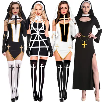 The Nun Horror Sister Costume Halloween Dress Carnival Adults Cosplay Dress