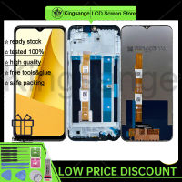 Kingsange แผงอะไหล่ทดแทนประกอบดิจิไทเซอร์จอแสดงผล LCD แบบสัมผัสหน้าจอ V2204 Y16สำหรับ Vivo สีดำของแท้พร้อมกรอบสำหรับ Vivo Y16 LCD