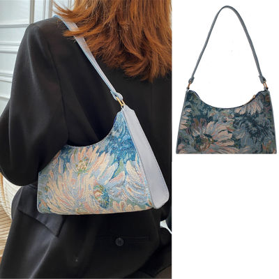 Autumnal Fashion Bags Cute Underarm Bags Trendy Shoulder Bag Oil Painting Handbags Womens Travel Totes