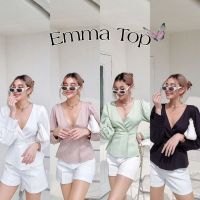 เสื้อคอวีแขนยาวผ้าพรีเมี่ยม?Emma top?ดีเทลเข้าเอวทรงดีสุดๆ☀️ป้ายCottoncandy