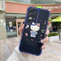 JIUMOO เคสสำหรับ Samsung Galaxy A13 A13 5G,เคสโทรศัพท์แฟชั่นลายการ์ตูนแมวคิตตี้แบบบางกันกระแทกเคสซิลิโคนแบบเต็มฝาหลังเคสป้องกันกล้องตานางฟ้าแฟชั่นดีไซน์ใหม่