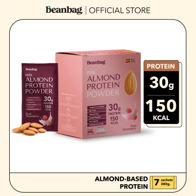 Beanbag เครื่องดื่มโปรตีนอัลมอนด์และโปรตีนพืชรวม 5 ชนิด รส Real Strawberry 280g