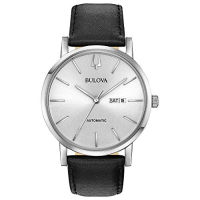 Bulova Mens Watch Silver Tone/ Black Strap