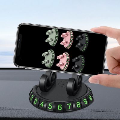 Car Phone Holder Portable Gps Accessories Mount Dashboard Cell Support Black Multifunctional ABS Bracket Luminous Number Holder