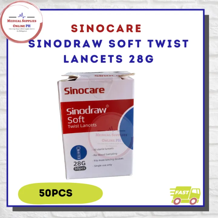 SINOCARE SINODRAW TWIST LANCETS GAUGE 28 50 PCS PER BOX LANCET FOR BLOOD SUGAR Lazada PH