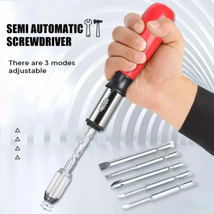 Manooby Multifunctional Push Pull Ratchet Screwdriver Set 6 in 1 Press