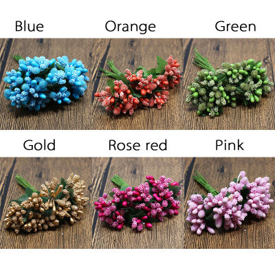 Yurongfx ก้านใบโฟมช่อดอกไม้ประดิษฐ์เกสรดอกไม้ขนาดเล็ก12ชิ้น/ล็อตงานประดิษฐ์ทำมือดอกไม้ข้อมือเครื่องประดับแฟชั่น