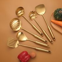 Gold Stainless Steel Kitchenware Cooking Utensils Set Non-stick Cookware Spatula Shovel Egg Beaters Kitchen Cooking Gadget Tool