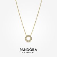 Official Store Pandora 14k Gold-Plated Logo Pavé Circle Collier Necklace (45cm)