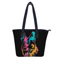 German Shepherd Shoulder Bag Outdoor Leather Handbag Retro Gift Top-Handle Girl Shopping Bag