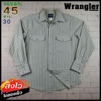 Wrangler®แท้ อก 45 เสื้อเชิ้ตผู้ชาย แรงเลอร์ สีเขียวอ่อน เสื้อแขนยาว เนื้อผ้าดี ใส่เที่ยวใส่ทำงาน