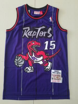 Ready Stock 22/23 Top Quality Hot Sale Mens Toronto Raptors 15 Vince Carter Mitchell Ness 1998-99 Hardwood Classics Purple Jersey