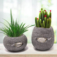 ฟันซิปตลก Succulent Planter ตกแต่งเรซิ่น Smirk ปากดอกไม้หม้อนักแสดงตลกตัวอักษรเครื่องประดับ Room Novelty Supplies