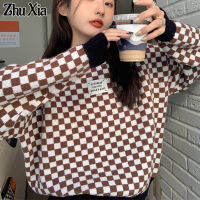 สเวตเตอร์ถักกระดานหมากรุกด้านข้างของผู้หญิง Zhu Xia เสื้อถักอเนกประสงค์