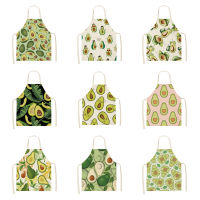 Fruit Avocado Tropical Print Cotton Linen Apron Kitchen Women Roasted Waist Bib Home Cooking Sleeveless Apron Chef Apron