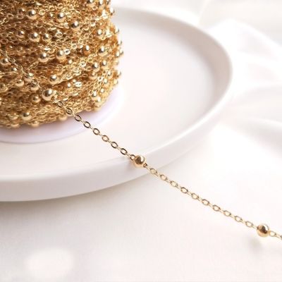 High-end European Style 18K Gold 1.2MM Round Bead Necklace For Necklace Jewerly DIY