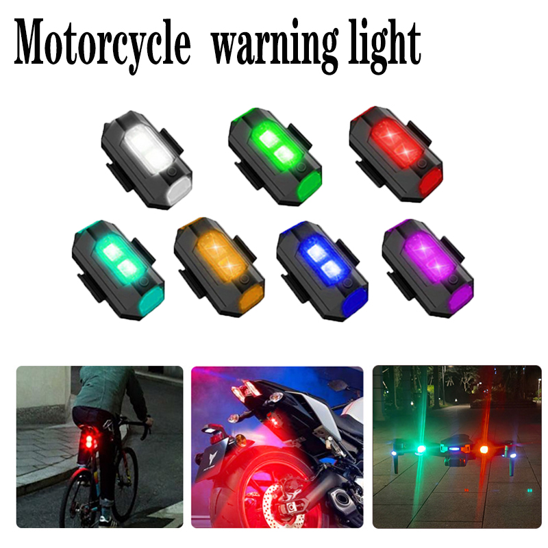 7 Warna Led Lampu Strob Wireless Mini Penunjuk Isyarat Motosikal Anti Perlanggaran Lampu Amaran Cahaya dengan Usb Boleh Dicas Semula