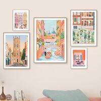 บทคัดย่อ Street Garden Venice ค็อกเทลจักรยาน Wall Art ภาพวาดผ้าใบโปสเตอร์และพิมพ์ภาพผนังสำหรับตกแต่งห้องนั่งเล่น New