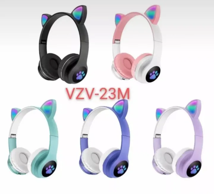 หูฟังบลูทูธ VZV23M Cat Ear Wireless Headphones หูฟังแมวน่ารักไร้สาย