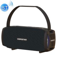 HOPESTAR H24 Pro TWS ลำโพงบลูทูธแบบพกพากันน้ำกลางแจ้งแบบทอพื้นผิวพร้อมไฟจังหวะรองรับการโทรแบบแฮนด์ฟรีและดิสก์บัตร TF และ3.5มม. AUX &amp; FM (สีดำ)