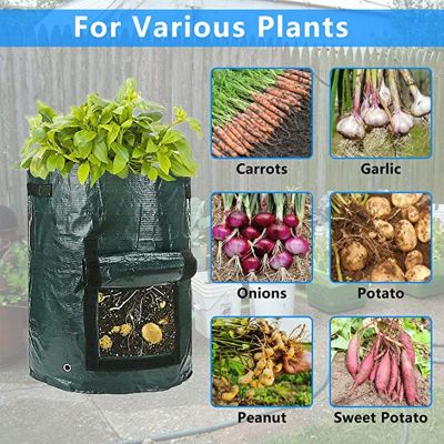 ；【‘； Potato Grow Bags PE Vegetable Onion Cultivation Planting Bag Fabric Bags Garden Seedling Pot Plant Growth Bags Farm Garden Tool