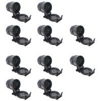 10Pcs 12V 7 Pin Car Trailer Socket Euro Trailer Socket Waterproof Connector for RV Euro Truck