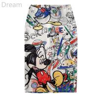 High waist sheath slimming cartoon printed skirt mid-length one-step skirt V729