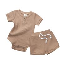 Fashion Solid Color Newborn Baby Girl Outfit Set Cotton Short Sleeve Tops+Shorts Summer Infant Clothes 3-24 Months  by Hs2023