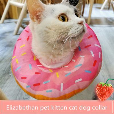 [HOT!] New Cat E-Collar Recovery Cone Adjustable Cotton Blends Neck Recover Cat Dog Printed Elizabeth Circle Pet Protection Collar