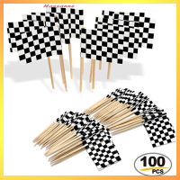 Hassanne 100pcs Racing FLAG toothpicks ไม้ checkered FLAG Picks อาหารเม็ดฟัน