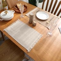 1pcs Tablecloth Mats Lace Placemats Sets Nature Jute Woven Tableware Mats Wedding Party Supply for Coffee Tea Pads Home Decor