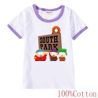 South Park เสื้อยืดคอกลมผ้าฝ้ายปะติดเสื้อยืดเสื้อผ้าเด็กหลวมสบายๆเสื้อยืดเด็กชายเสื้อแขนสั้นสำหรับเด็กหญิงฤดูร้อน0000