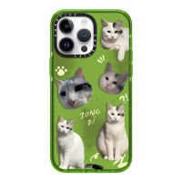 《KIKI》Original glitter CASE.TIFY Cute cat Phone Case for iphone 14 14pro 14promax 12 12ProMax 13promax 13 case High-end shockproof hard case Cartoon cat iPhone 11 case Cartoon cat pattern Official New Design Style Green