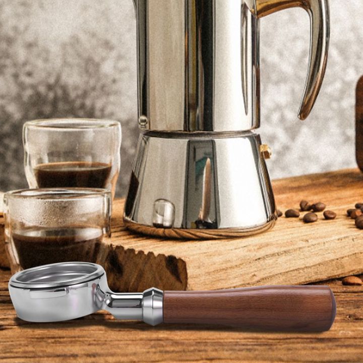 58mm-stainless-steel-coffee-machine-e61-no-base-filter-bracket-coffee-bottomless-handle-coffee-spoon-wooden-handle-professional-accessories