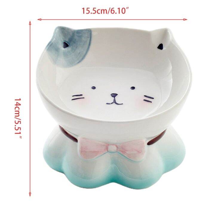 Cute Cat Shaped Pet Food Bowl Ceramic Spine Protection Cartoon